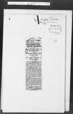 Thumbnail for 401-450 > 437 - Clipping from Los Angeles Times. Re: The United Ethiopian Promoters of the World was organized.