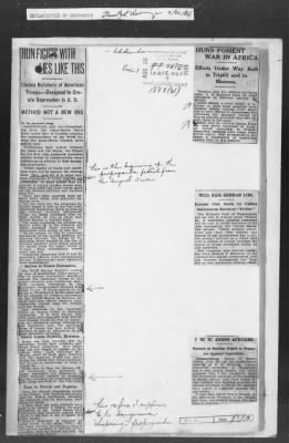 Thumbnail for 401-450 > 443 - Capt. Taylor to Maj. W.H. Loving. Re: K Harrie brings attention to German propaganda among negroes.