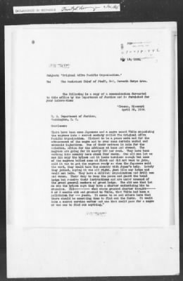 Thumbnail for 401-450 > 446 - DJ to G2. Re: Letter from C.D. Wilson of Grosno, MO, about an organization called "Original Affro Pacific Organization".