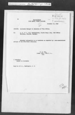 Thumbnail for 401-450 > 450 - Ft. Bragg to I.O. 4th CA. Re: Information on incidents reported by non-commissioned officers regarding negroes.