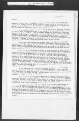 Thumbnail for 451-473 > 453 - IO 6th CA. Re: "Major" George Fisher, Military Order of Guards, Chicago. Re: An investigation into an Army WPA aviation course for negroes disclosed.