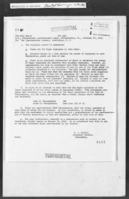 Thumbnail for 451-473 > 457 - I.O. 3rd C.A. to G2. Re: Philadelphia Committee for the Participation of the Negro in National Defense.