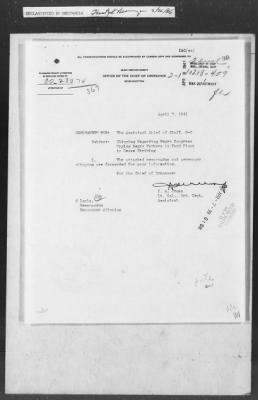 Thumbnail for 451-473 > 459 - Chief of Ord. memo for G2. Re: Clipping regarding Negro Congress urging negro workers in Ford plant to cease striking.