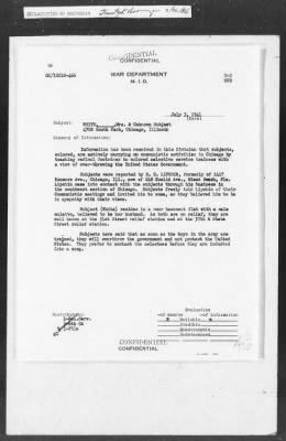 Thumbnail for 451-473 > 465 - I.O. Camp Claiborne, LA. Re: P.L. Prattis (civilian), feature writer for newspaper on posts where negro troops are trained.