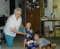 Dorothy Ahmann with grandson Mitchell, Sept 1996