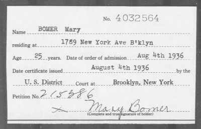 Thumbnail for 1936 > BOMER Mary