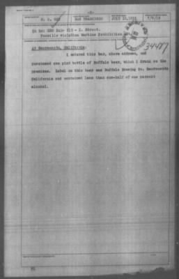 Thumbnail for Miscellaneous Files, 1909-21 > Possible violation Wartime Prohibition Act (#34487)