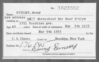 1933 > EVINSKY, Benny