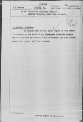 Thumbnail for Miscellaneous Files, 1909-21 > VIOLATION JONES REED AMENDMENT. (#16615)