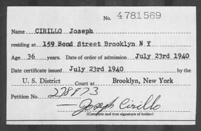 Thumbnail for 1940 > CIRILLO Joseph