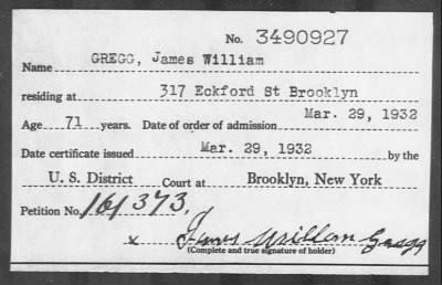 1932 > GREGG, James William