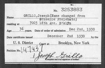1930 > GRILLO, Joseph
