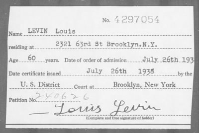 [Illegible] > LEVIN Louis