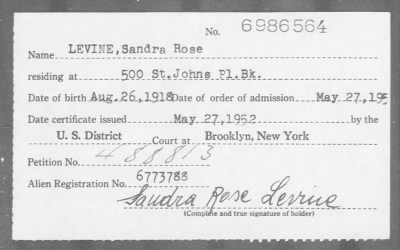 [Illegible] > LEVINE, Sandra Rose