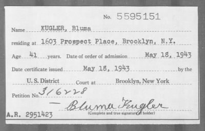 Thumbnail for 1943 > KUGLER, Bluma