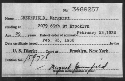 Thumbnail for 1932 > GREENFIELD, Margaret