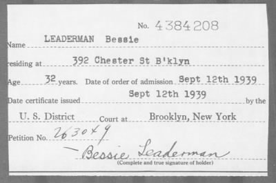 Thumbnail for 1939 > LEADERMAN Bessie