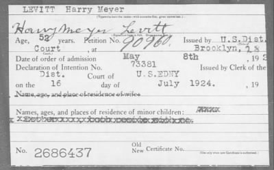 [Illegible] > LEVITT Harry Meyer