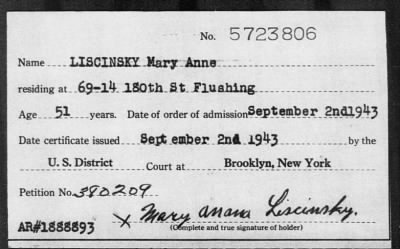 Thumbnail for 1943 > LISCINSKY Mary Anne