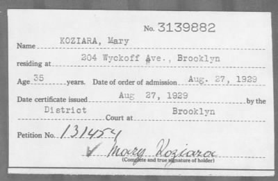 Thumbnail for 1929 > KOZIARA, Mary