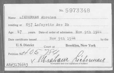 Thumbnail for 1944 > LIEBERMAN Abraham