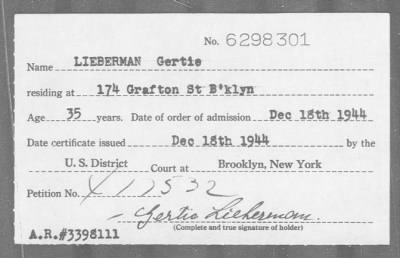 Thumbnail for 1944 > LIEBERMAN Gertie