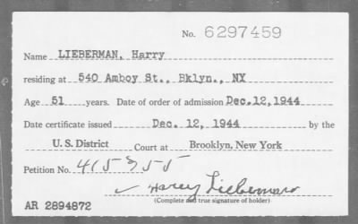 Thumbnail for 1944 > LIEBERMAN, Harry