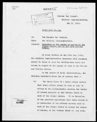 American Section > Joint Note 26 relating to the reduction of horses in the Allied armies