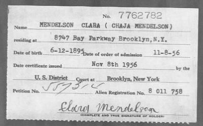 Thumbnail for 1956 > MENDELSON CLARA