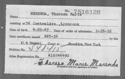 Thumbnail for 1956 > MERENDA, Theresa Marie