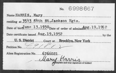 Thumbnail for 1952 > HARRIS, Mary