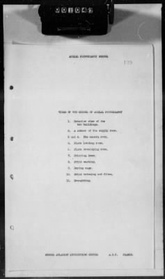 Thumbnail for G: Photographic Section > 7: Report on the Suspension of Aerial Cameras in Airplanes aND History of the Aerial Photography School at the 2d Aviation Instruction Center