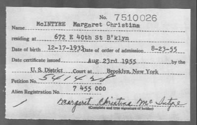 Thumbnail for 1955 > McINTYRE Margaret Christina