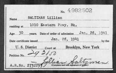 Thumbnail for 1941 > SALTZMAN Lillian