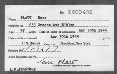 Thumbnail for 1945 > PLATT Rose