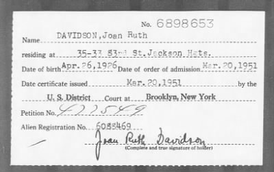 Thumbnail for 1951 > DAVIDSON, Joan Ruth