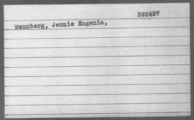 Thumbnail for Wennberg > Wennberg, Jennie Eugenia,