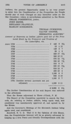 Volume IV > Votes of Assembly 1751