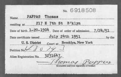 1951 > PAPPAS Thomas