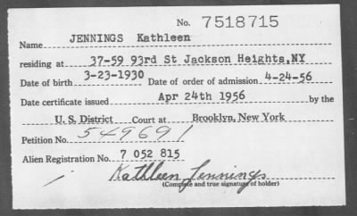 Thumbnail for 1956 > JENNINGS Kathleen