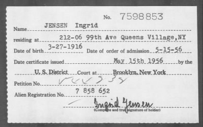 Thumbnail for 1956 > JENSEN Ingrid