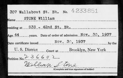 Thumbnail for 1937 > STONE William