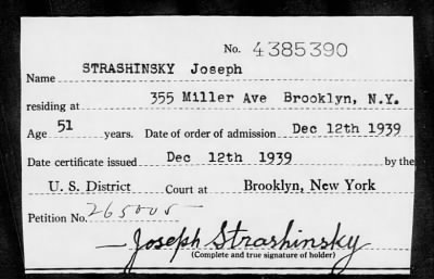 Thumbnail for 1939 > STRASHINSKY Joseph