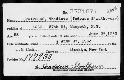 Thumbnail for 1933 > STRATHOWE, Thaddeus