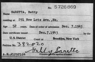 Thumbnail for 1943 > SARETTA, Betty