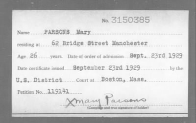 Thumbnail for 1929 > PARSONS Mary