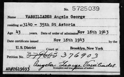 1943 > VASSILIADES Angela George