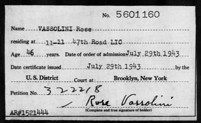 1943 > VASSOLINI Rose