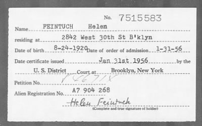 Thumbnail for 1956 > FEINTUCH Helen