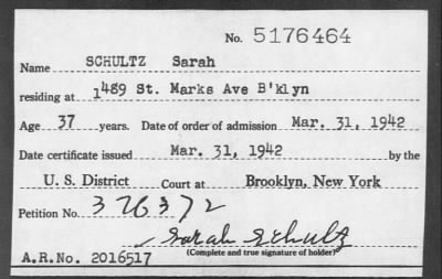 Thumbnail for 1942 > SCHULTZ Sarah